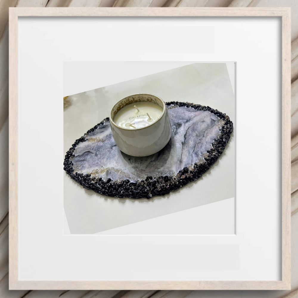 Oval Epoxy Tray Table Decor Cosmetic Organizer Handmade Epoxy resin jewelry tray